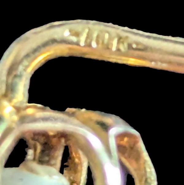 Vintage 10k Yello w Gold Stick Pin Pearl Lapel Estate Jewelry Retro Gift