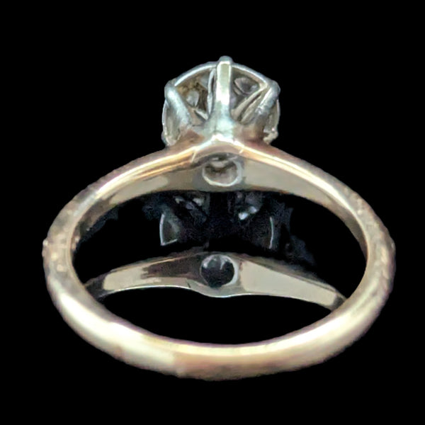 Vintage 14k Gold Ring Antique Old European Cut Diamonds Cluster Top Estate Gift