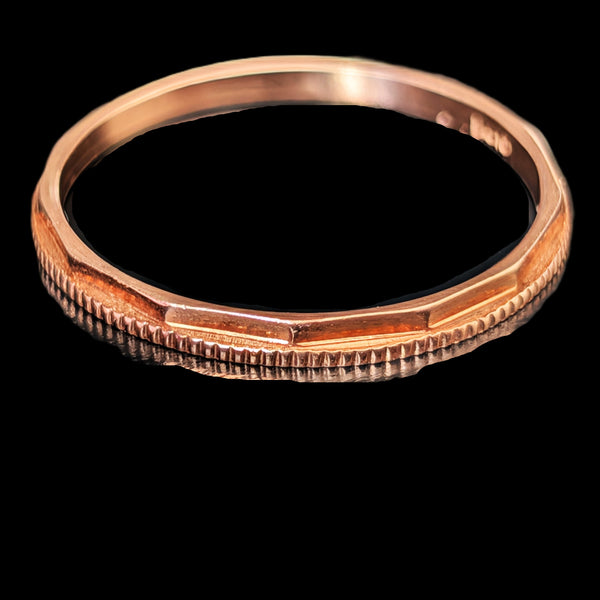 Zanesville - Vintage 14k Rose Gold Wedding Band / Ring Guard