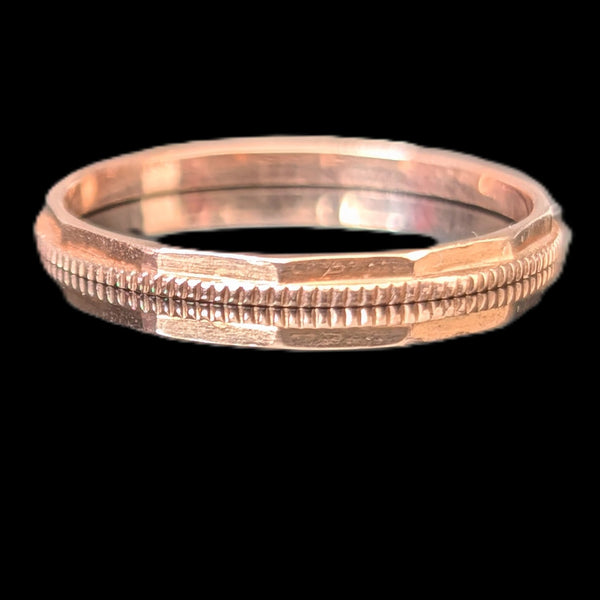 Zanesville - Vintage 14k Rose Gold Wedding Band / Ring Guard
