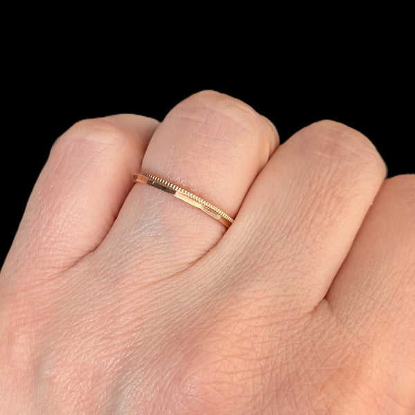 Zanesville - Vintage 14k Rose Gold Wedding Band / Ring Guard