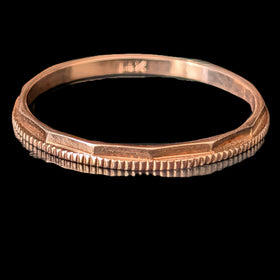 Vintage 14k Rose Gold Wedding Band / Ring Guard Retro Estate Jewelry Gift Textured