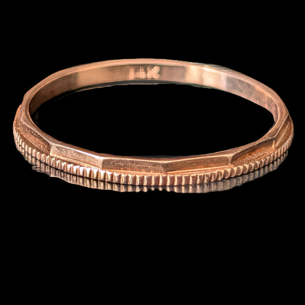 Vintage 14k Rose Gold Wedding Band / Ring Guard Retro Estate Jewelry Gift Textured