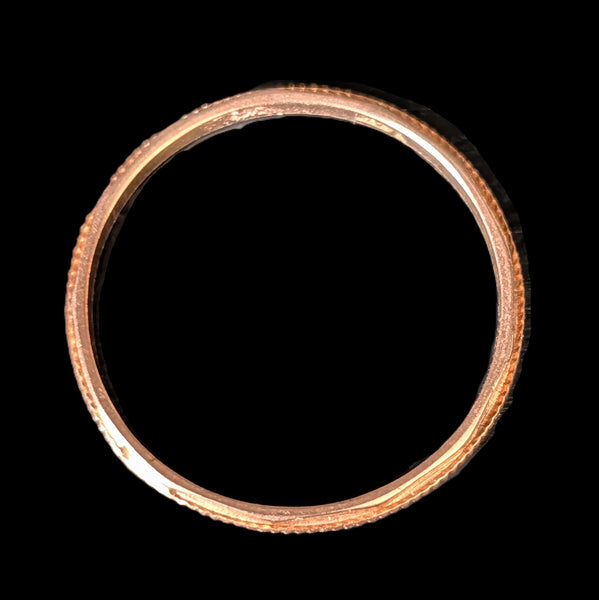 Vintage 14k Rose Gold Wedding Band / Ring Guard Retro Estate Jewelry Gift Textured
