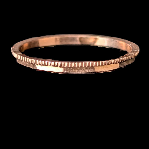 Vintage 14k Rose Gold Wedding Band / Ring Guard Retro Estate Jewelry Gift Textured
