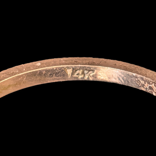 Vintage 14k Rose Gold Wedding Band / Ring Guard Retro Estate Jewelry Gift Textured