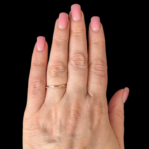 Vintage 14k Rose Gold Wedding Band / Ring Guard Retro Estate Jewelry Gift Textured