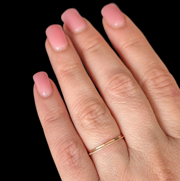 Berea - Vintage 14k Rose Gold Wedding Band / Ring Guard