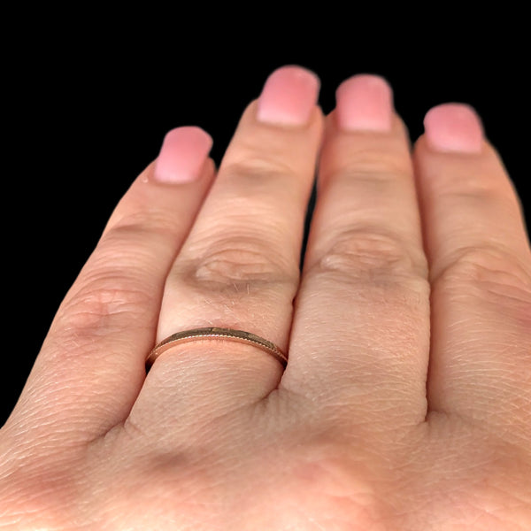 Vintage 14k Rose Gold Wedding Band / Ring Guard Retro Estate Jewelry Gift Textured