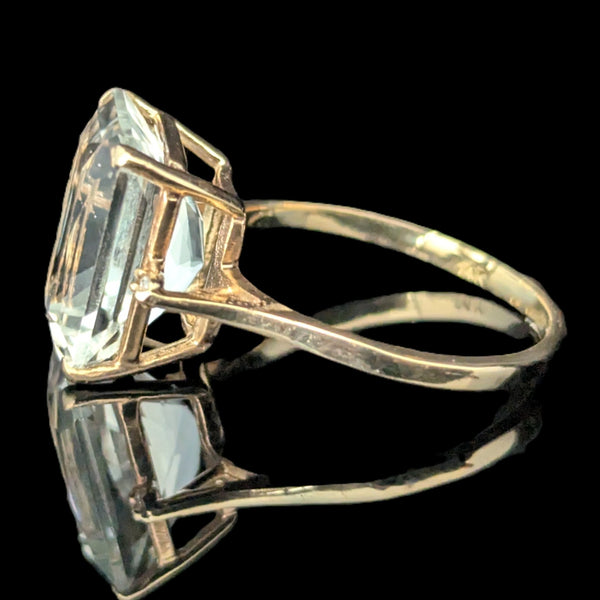Vintage 14k Yellow Gold Travel Ring Topaz Radiant Cut Engagement Statement Estate 