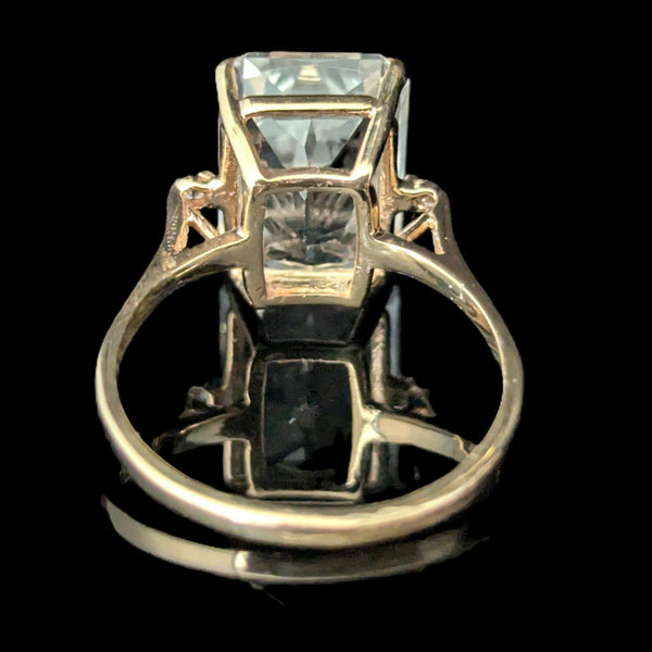 Vintage 14k Yellow Gold Travel Ring Topaz Radiant Cut Engagement Statement Estate 