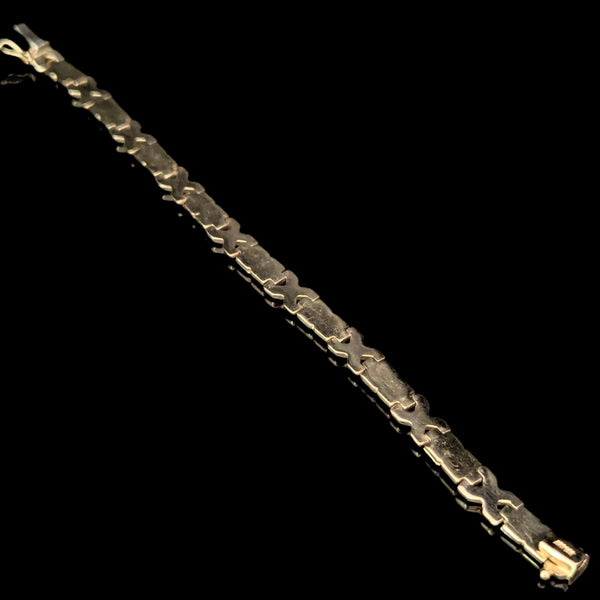 Vintage 14k Yellow White Bi-Color Gold Bracelet Estate X Design 19.1 Grams