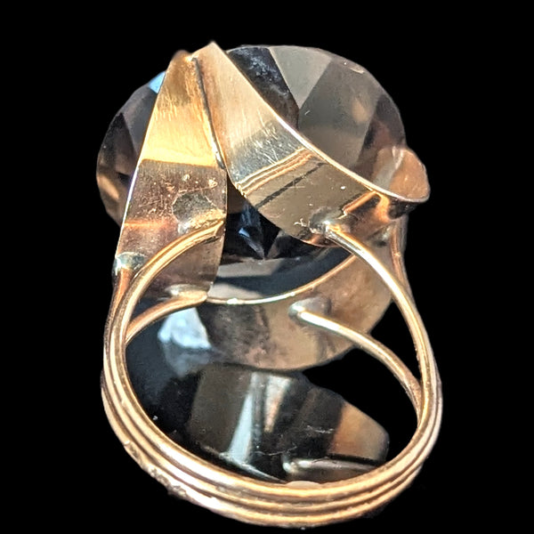 Langley - Vintage Huge 20ct Smoky Quartz 14k Yellow Gold Cocktail Ring