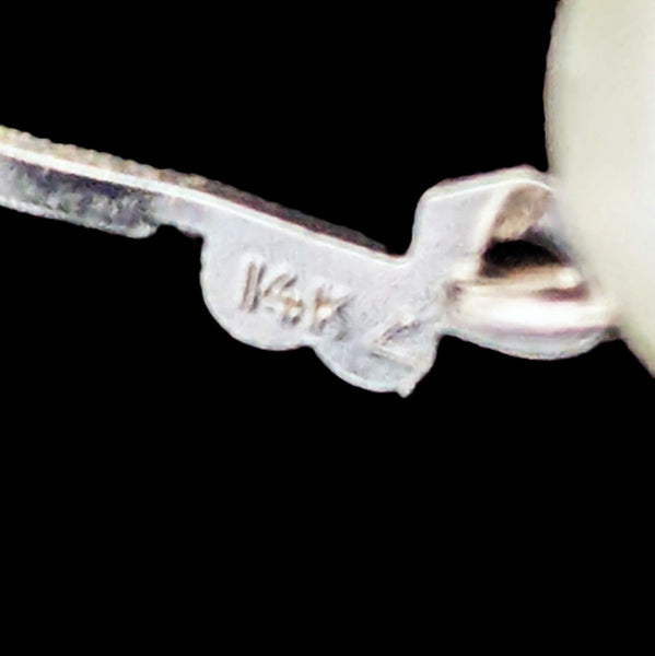 Vintage Pearl Necklace 14k White Gold Filigree Clasp 6.5mm Choker Length 15.5"