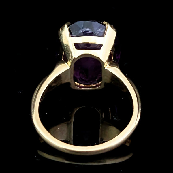 Vintage Amethyst Intaglio 14k Yellow Gold Statement Ring Cameo Grecian Man Gift