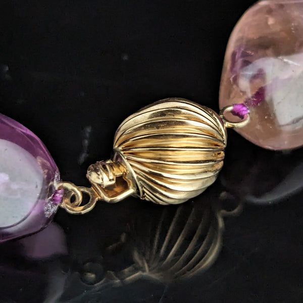 Vintage Ametrine Amethyst Citrine 14k Yellow Gold Necklace Estate Bead Gift