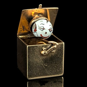 Vintage Articulated 14k Yellow Gold Articulated Jack in the Box Charm Kinetic 