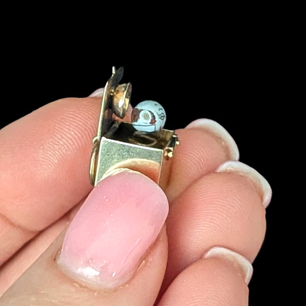 Vintage Articulated 14k Yellow Gold Articulated Jack in the Box Charm Kinetic 