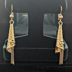 The Hudson - Vintage Articulated 14k Yellow Gold Tassel Earrings Floral