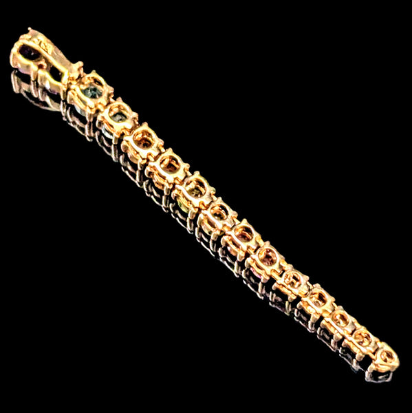 Vintage Articulated Diamonds Rainbow Gemstones 14k Yellow Gold Drop Pendant Gift