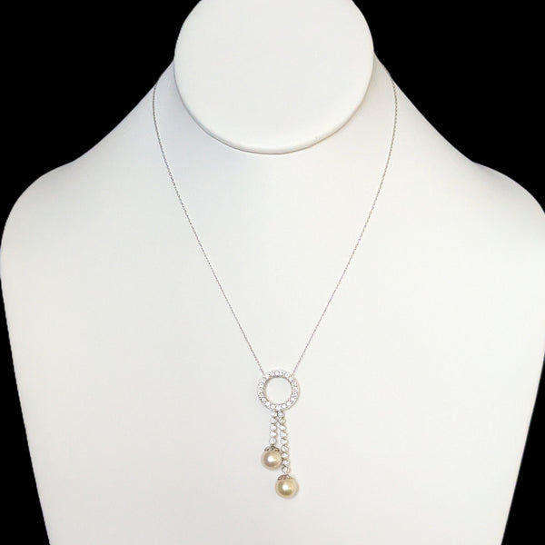 Vintage Articulated Pearls Diamonds 18k White Gold Slide Pendant Estate Jewelry 