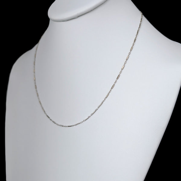 Perugia - Vintage 14k White Gold Bar and Link Chain 18"