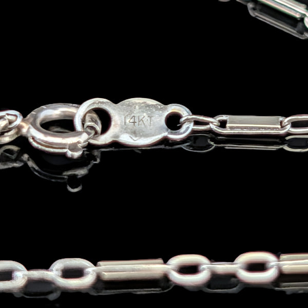 Perugia - Vintage 14k White Gold Bar and Link Chain 18"