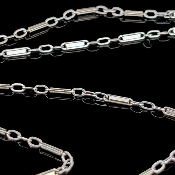 Perugia - Vintage 14k White Gold Bar and Link Chain 18"