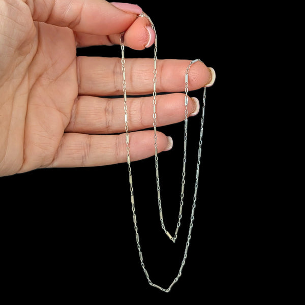 Perugia - Vintage 14k White Gold Bar and Link Chain 18"