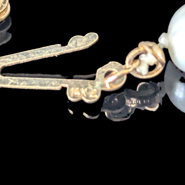 Vintage Button Pearls 14k Yellow Gold Filigree Clasp Necklace Estate Jewelry 16 inches long
