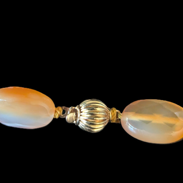 Vintage 14k Yellow Gold Large Flower Carnelian Carving Bracelet Retro Estate 
