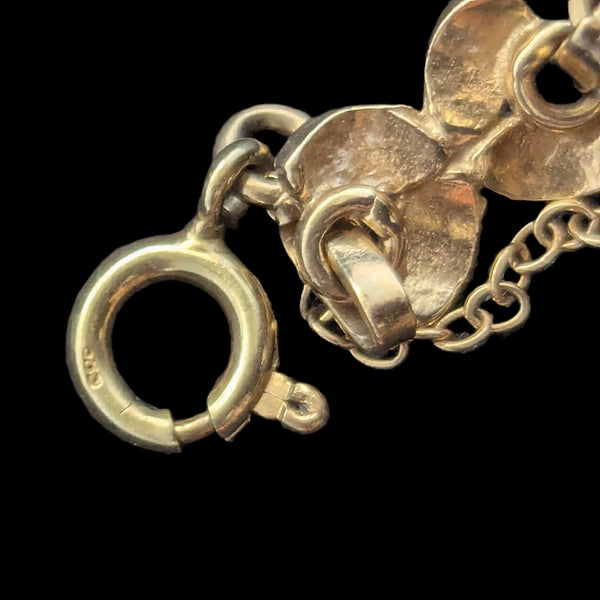 Vintage Carved Coral 14k Yellow Gold Floral Bracelet Retro Mid Century Estate