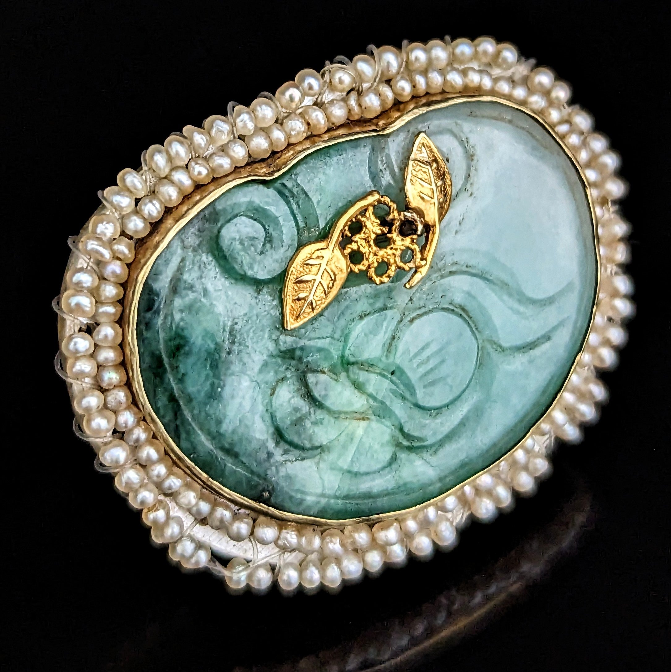 Antique jade brooch deals