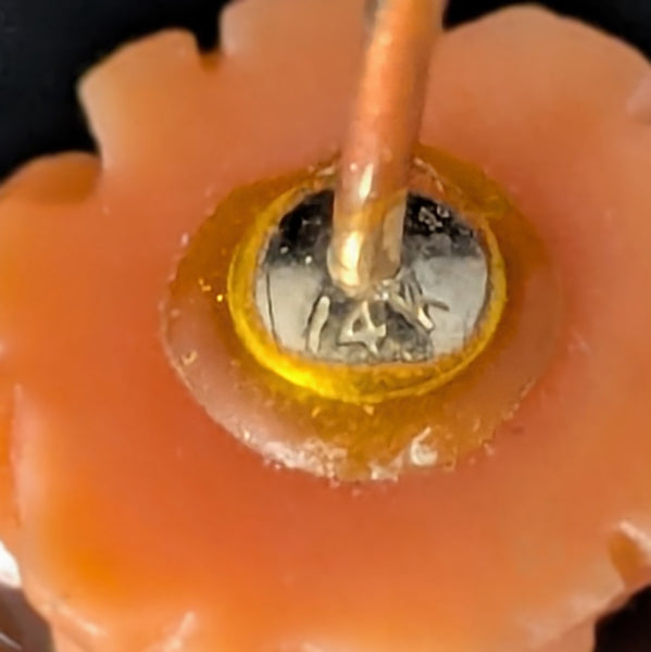 Vintage Caved Coral Flowers 14k Yellow Gold Earrings Studs Estate Gift Retro