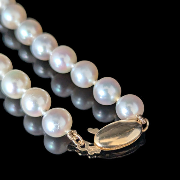Vintage Classic Pearls 14k Yellow Gold Necklace Estate Retro Gift 19"