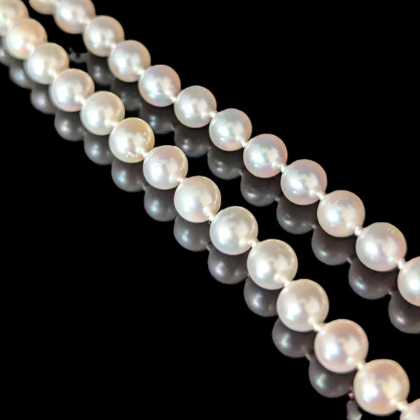 Vintage Classic Pearls 14k Yellow Gold Necklace Estate Retro Gift 19"