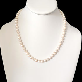 Vintage Classic Pearls 14k Yellow Gold Necklace Estate Retro Gift 19"