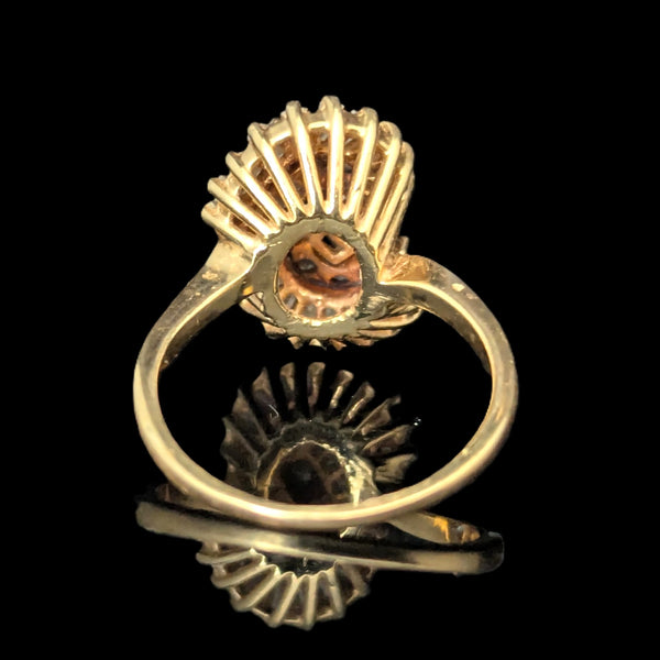 Vintage Diamond 14k Yellow Gold Cluster Cocktail Statement Ring Estate Jewelry