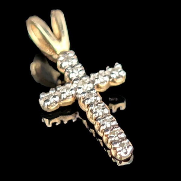 Salerno - Child's Diamond 14k Yellow Gold Cross Pendant