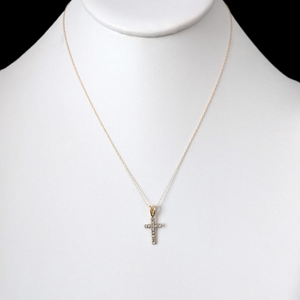 Salerno - Child's Diamond 14k Yellow Gold Cross Pendant