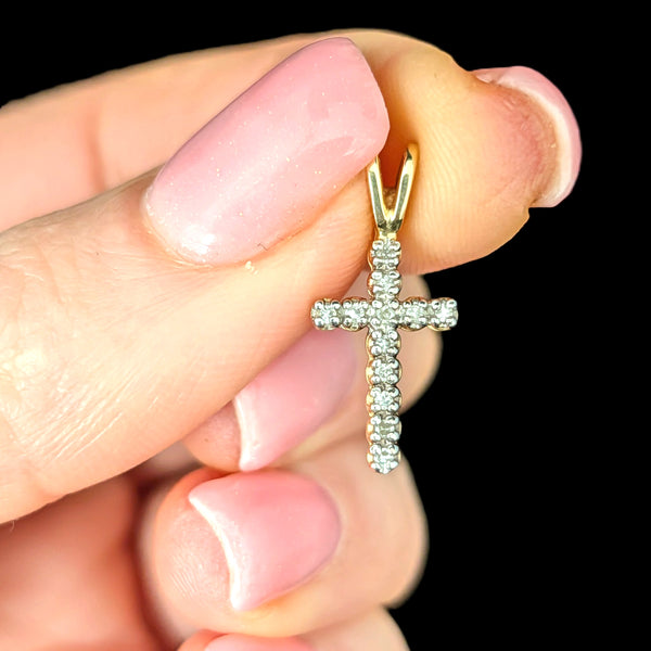 Salerno - Child's Diamond 14k Yellow Gold Cross Pendant