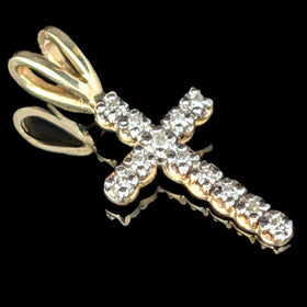 Salerno - Child's Diamond 14k Yellow Gold Cross Pendant