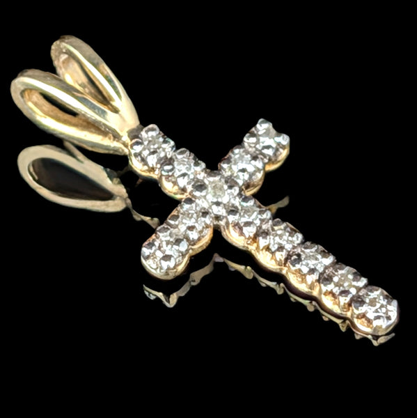 Salerno - Child's Diamond 14k Yellow Gold Cross Pendant