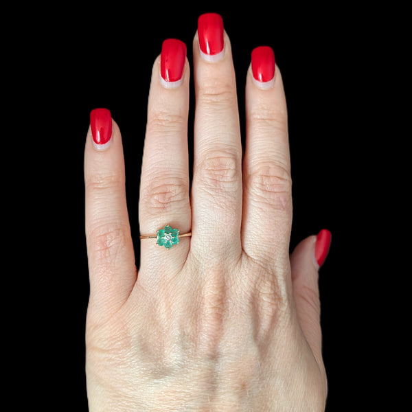 Vintage Natural Diamond 14k White Gold Solitaire Adjustable Necklace Drop Estate Gift