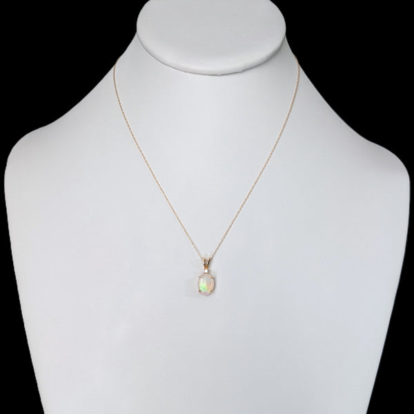 Vintage Diamond Opal 14k Yellow Gold Pendant & 10k Chain Necklace Estate Gift