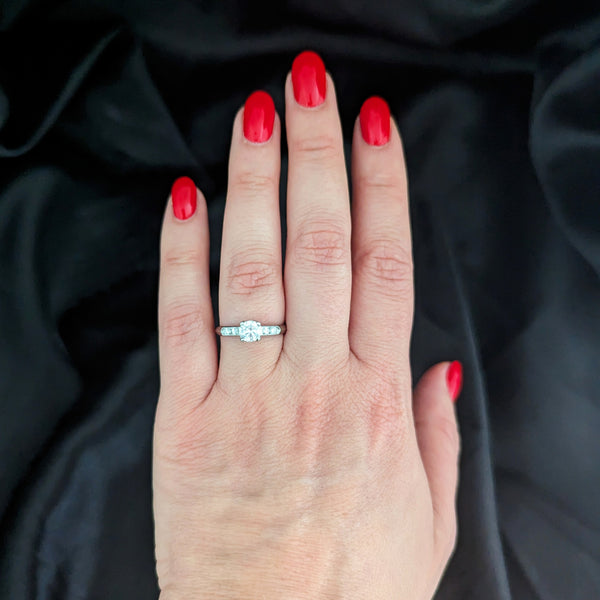 Vintage Diamond Platinum Engagement Ring Bridal Gift Estate Jewelry Accents