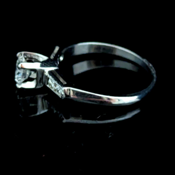 Vintage Diamond Platinum Engagement Ring Bridal Gift Estate Jewelry Accents