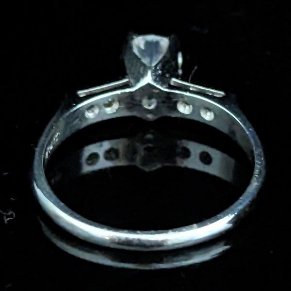 Vintage Diamond Platinum Engagement Ring Bridal Gift Estate Jewelry Accents