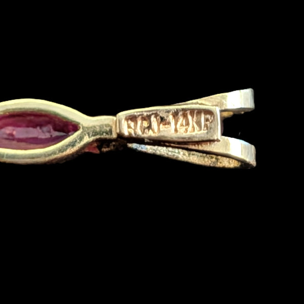 Vintage Diamond Rubies 14k Yellow Gold Cross Marquise Cut Estate Gift Christian