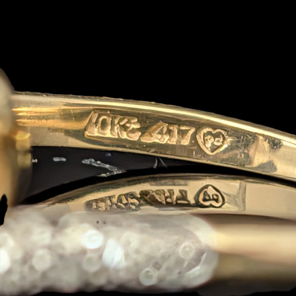 Vintage Diamonds 10k Yellow White Gold Snake Ring Band Serpent Estate Gift 